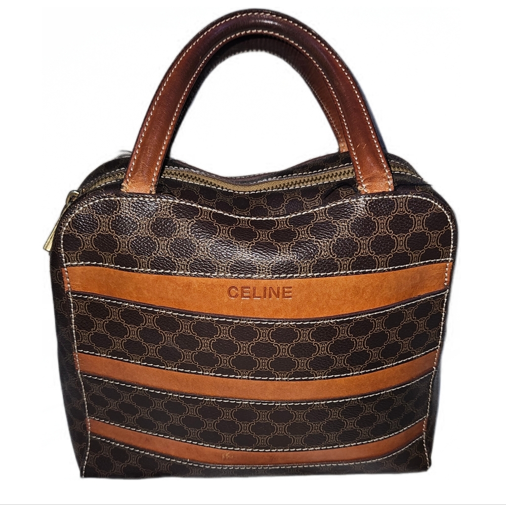 ✨️AUTHENTIC Celine Macadam Brown Leather Top Handle with COA